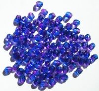 100 4mm Faceted Two Tone Fuchsia & Sapphire Firepolish Beads